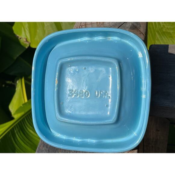 Vintage Ceramic Pottery Square Ashtray. USA 3580. Blue.Gold. Smoker. Bar Decor - Picture 4 of 7